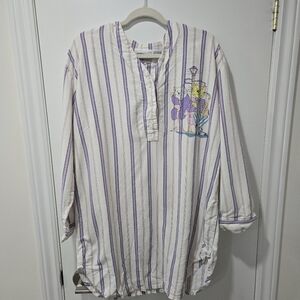 Vintage Jazz Cats Striped Henley Sleep Shirt
